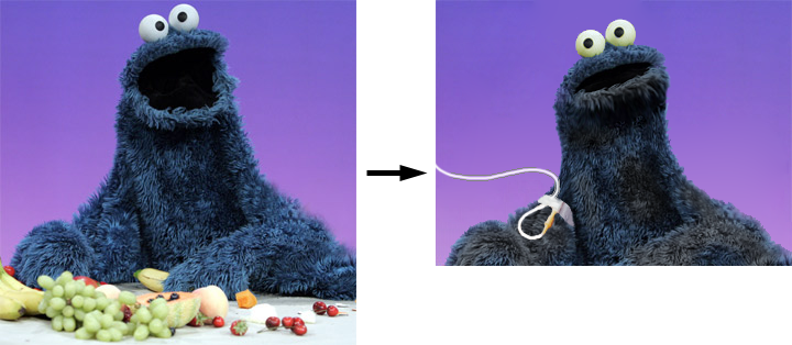 Image editing evolution: making a cookie monster look sick